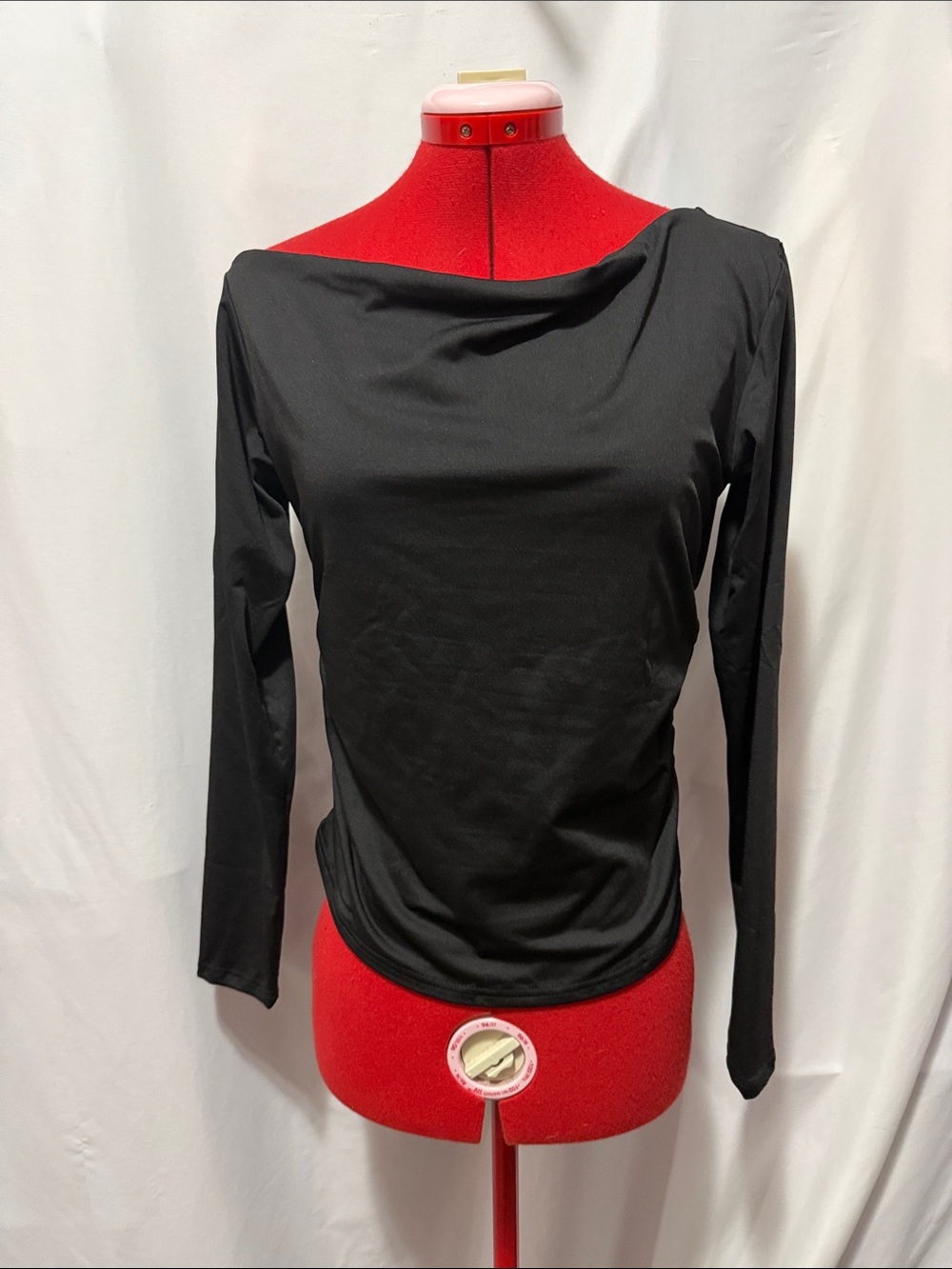 Black Boatneck Long Sleeve Top - Unbranded
